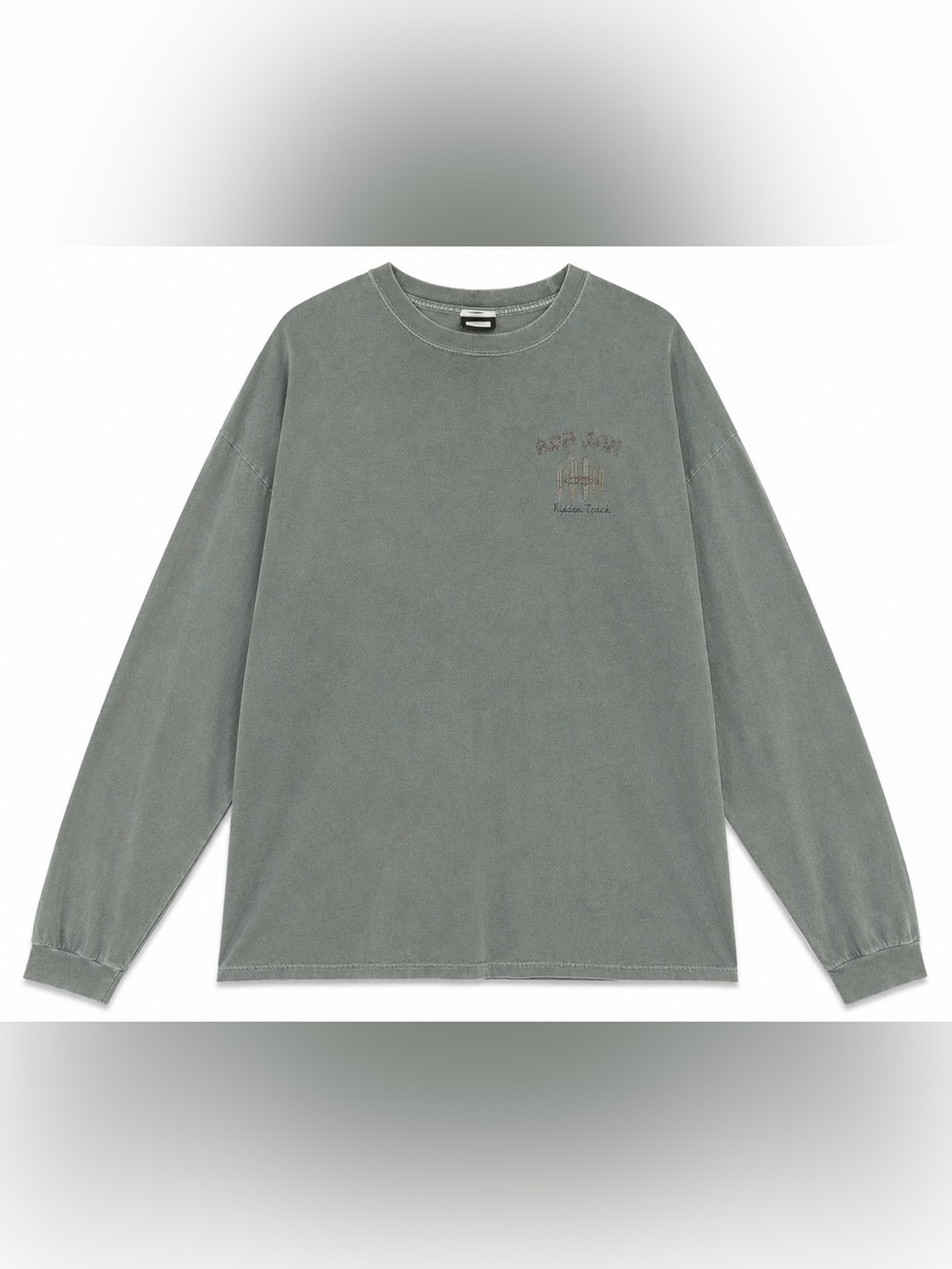 Ron Jon Men's Long-Sleeve Crewneck in Sage Green Distressed Look